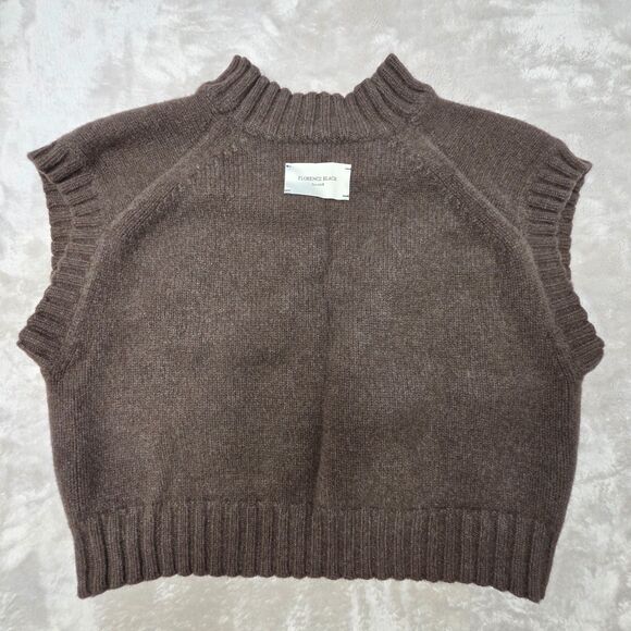Florence Black Lambswool Knit Vest Brown XL Made in Scotland Unisex - Picture 2 of 7